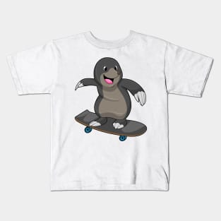 Mole as Skater with Skateboard Kids T-Shirt